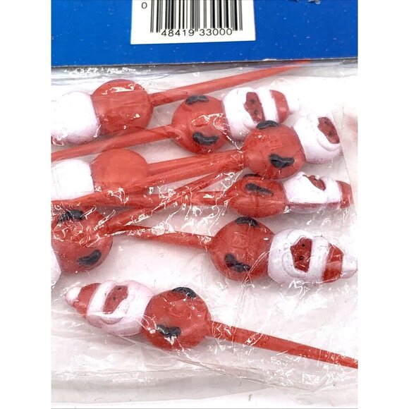 Christmas Santa Party Picks 10 NOS Floral Craft Plastic Vintage - Picture 4 of 5